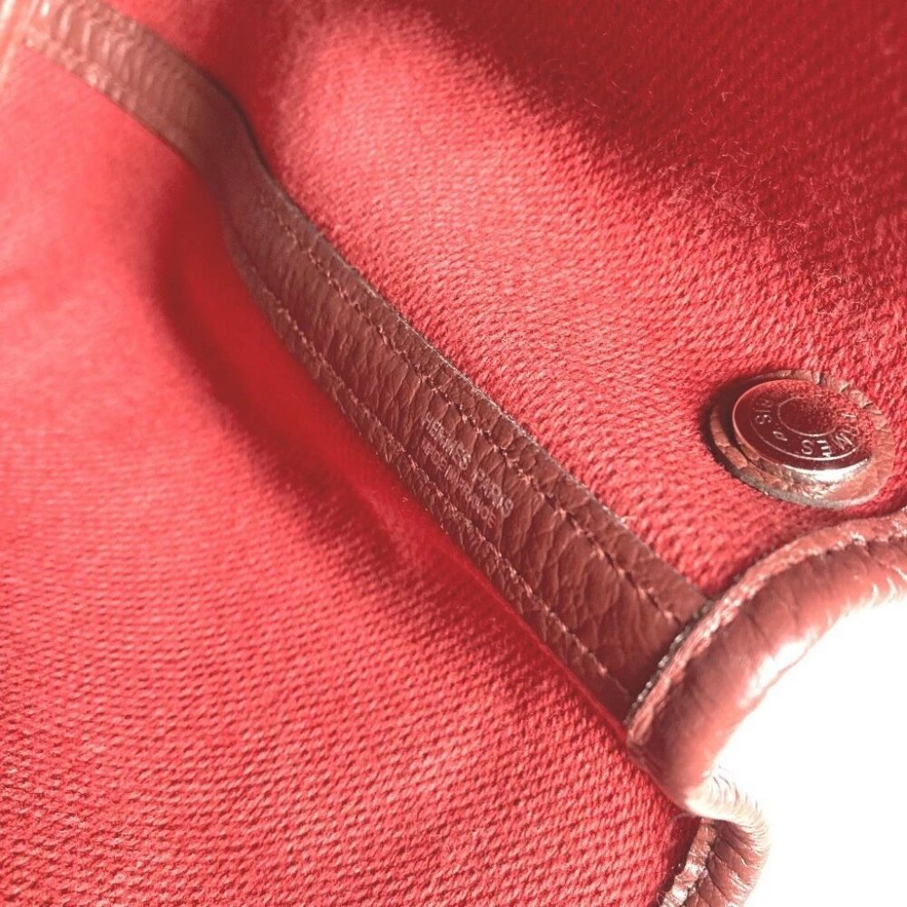 HERMES Garden Party TPM Tote Bag Hand Bag Toile H / Leather wine-red/Beige - Picture 15 of 16